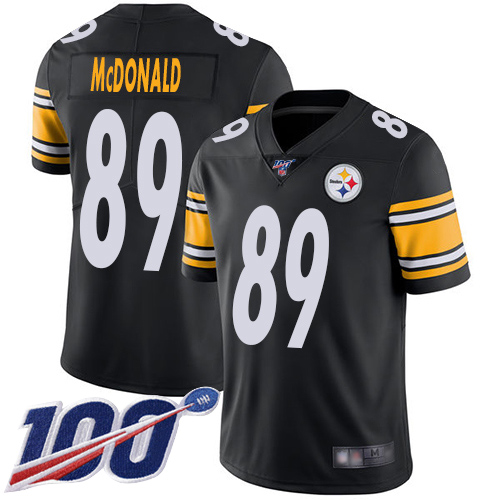 Men Pittsburgh Steelers Football 89 Limited Black Vance McDonald Home 100th Season Vapor Untouchable Nike NFL Jersey